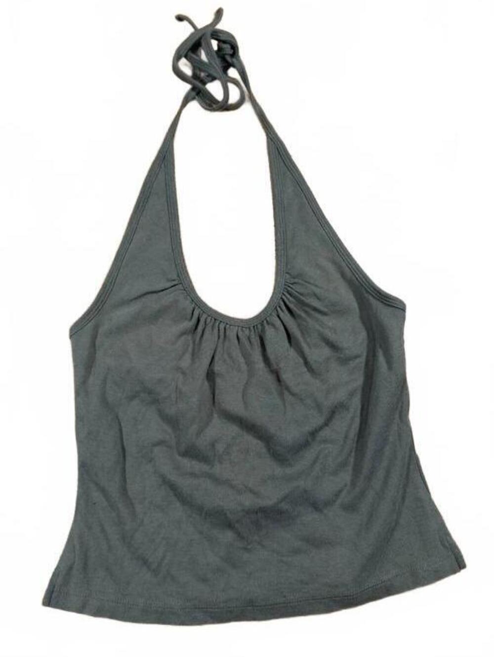 Kavio Women's Dark Green Cotton Halter Top Size L